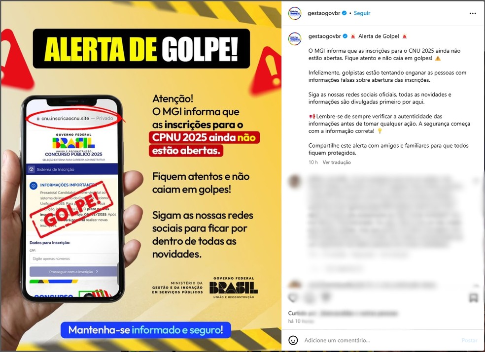 Governo alerta para golpe e diz que inscrições para o CNU 2025 ainda não começaram 2 captura de tela 2025 03 10 071414